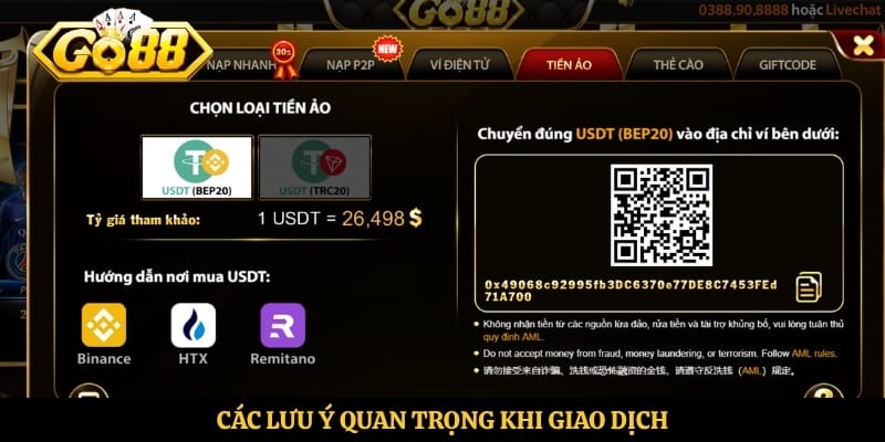Các lưu ý quan trọng khi giao dịch