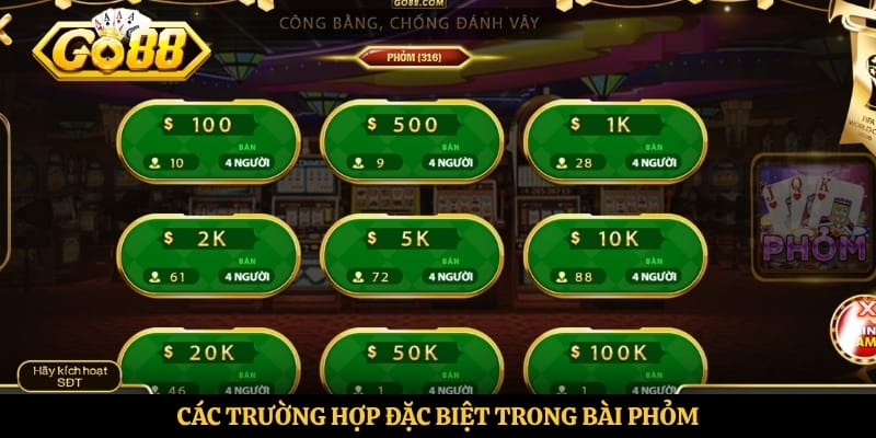 Các trường hợp đặc biệt trong bài Phỏm