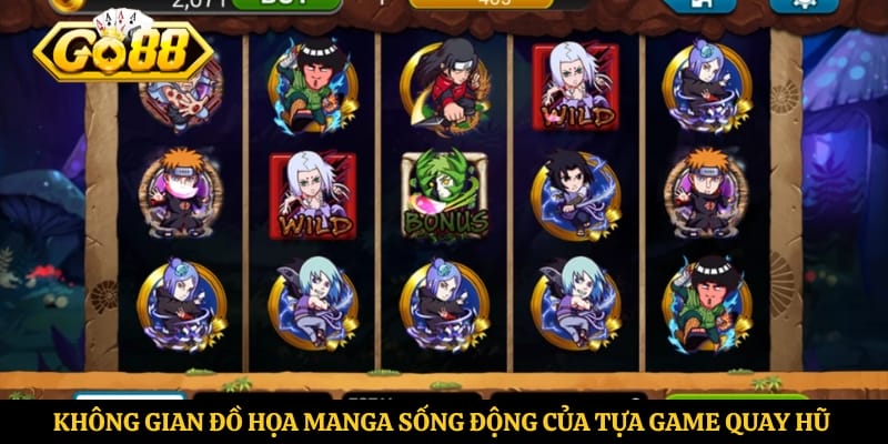 Không gian đồ họa Manga sống động của tựa game quay hũ slot Naruto